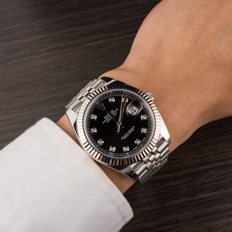 Rolex datejust 41 hot sale black diamond