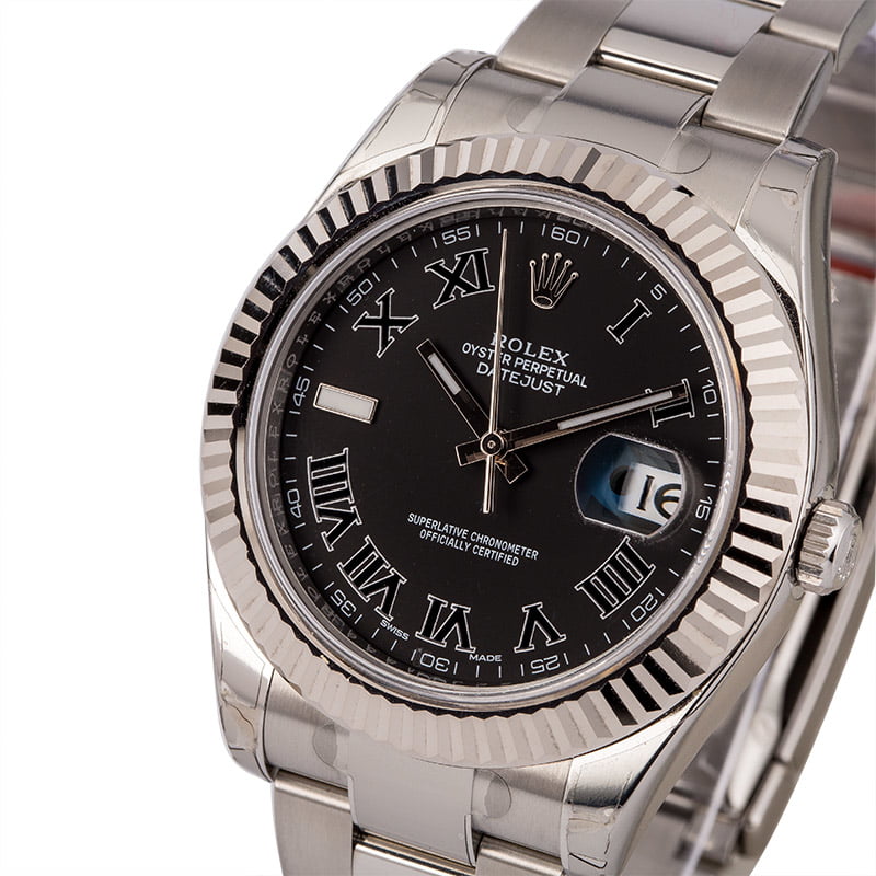 Unworn Rolex Datejust II Ref 116334 Black Roman Dial T