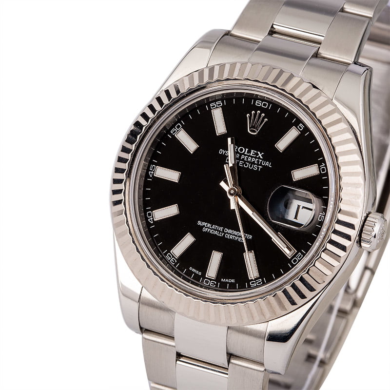Pre-Owned Rolex Datejust II Black Dial 116334 T