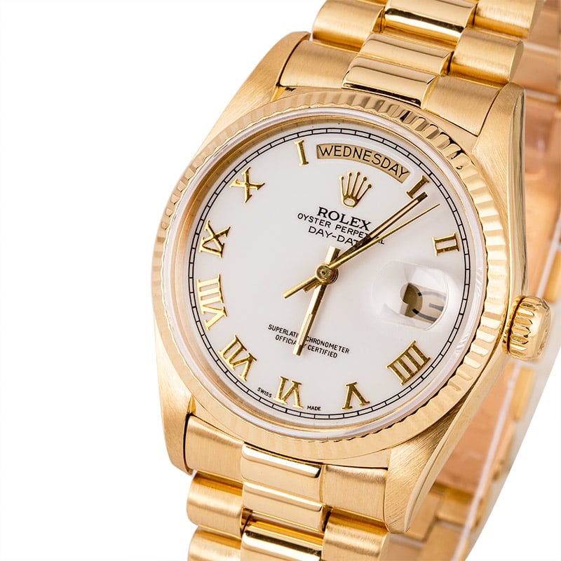 Rolex Day-Date 18038 White Roman Dial