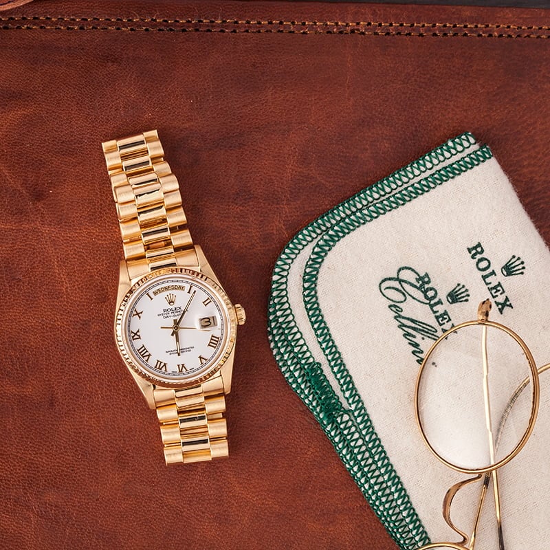 Rolex Day-Date 18038 White Roman Dial