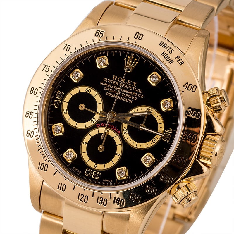 PreOwned Rolex Daytona Cosmograph 16528 with Diamond Dial