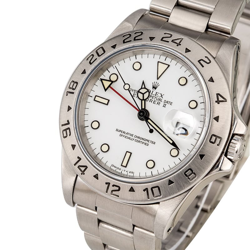 Pre-Owned Rolex Explorer II Ref 16570 White 'Polar' Dial