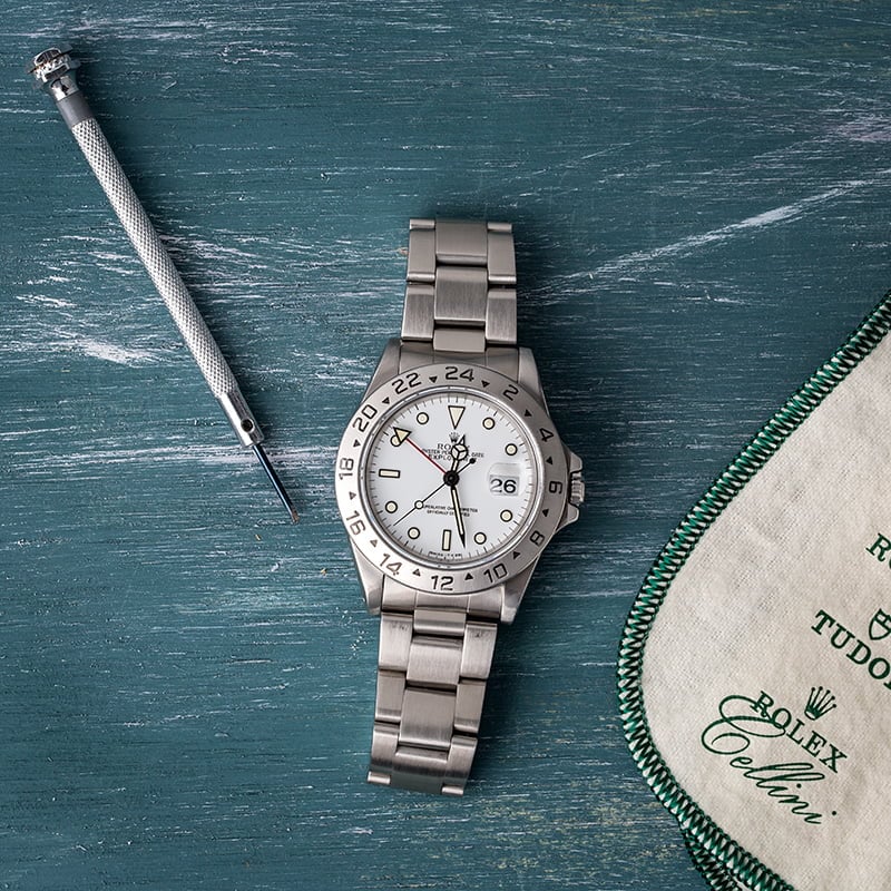 Pre-Owned Rolex Explorer II Ref 16570 White 'Polar' Dial