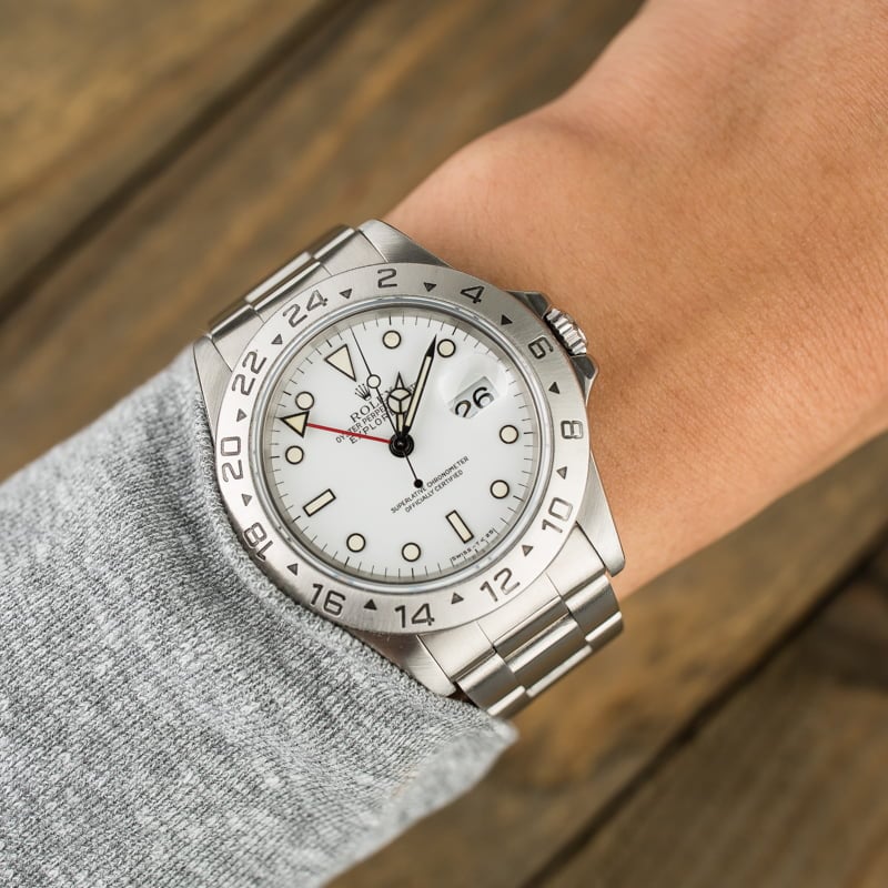 Pre-Owned Rolex Explorer II Ref 16570 White 'Polar' Dial