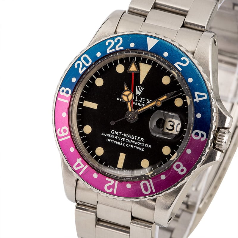 Vintage 1968 GMT-Master 1675 Fat Font Fuchsia Bezel