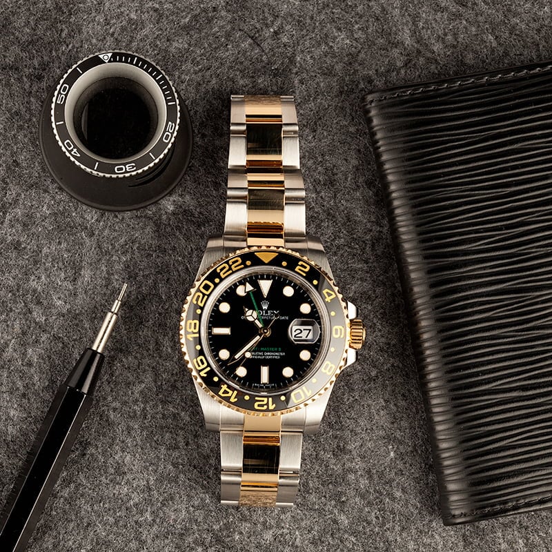 Used Rolex GMT-Master Two Tone 116713 Black Dial