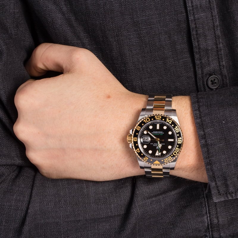 Used Rolex GMT-Master Two Tone 116713 Black Dial