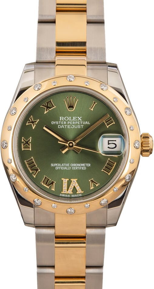 PreOwned Rolex Datejust 178343 Olive Green Dial