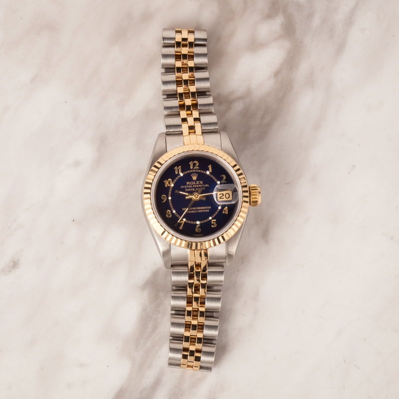 Ladies Rolex Datejust 69173 Blue Arabic Dial