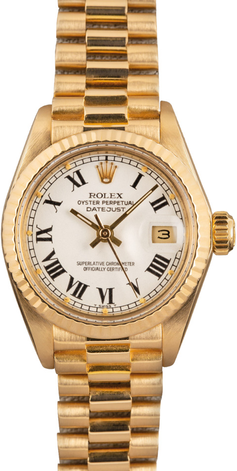 Rolex Lady-Datejust 18k Yellow Gold President Band Diamond Bezel Ref. 6917