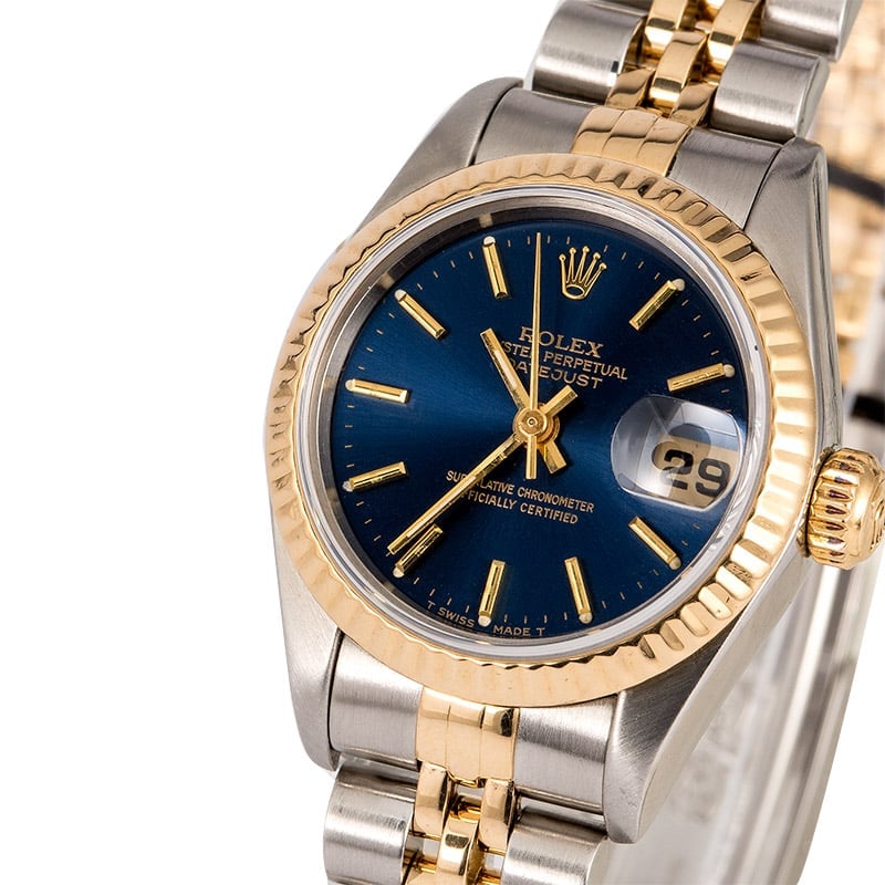 Rolex Lady Datejust 69173 Jubilee Band with Blue Dial