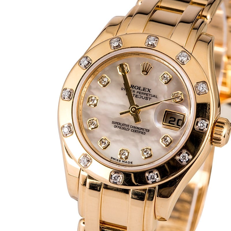 Ladies Rolex Pearlmaster 80318 Diamond Dial