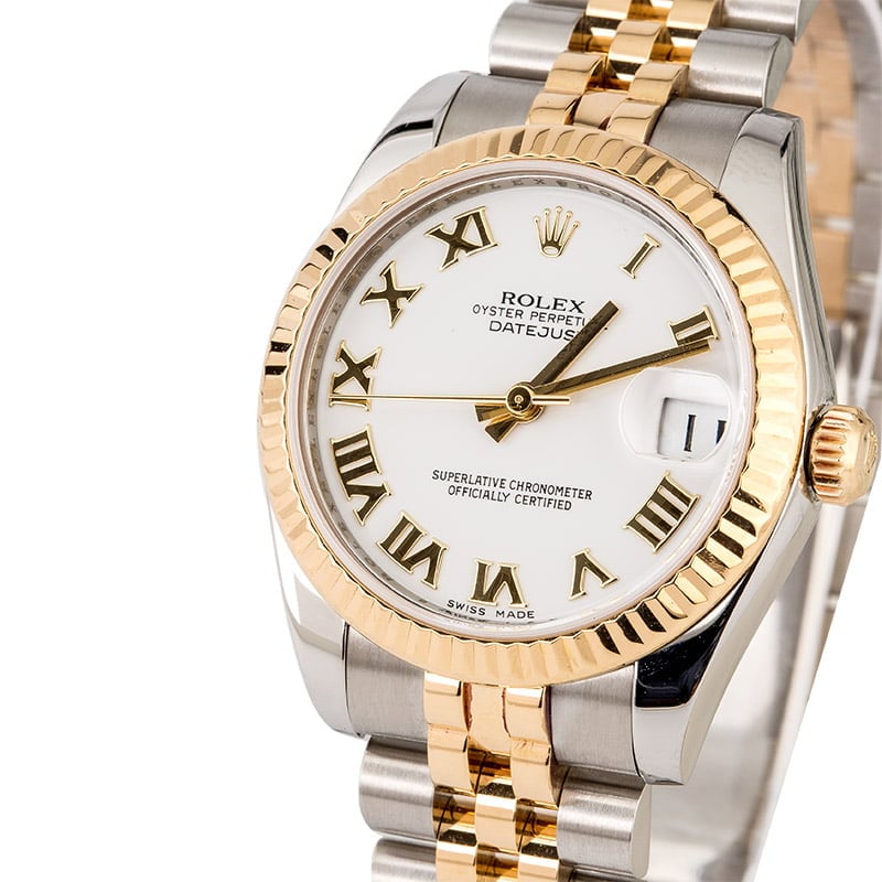 Rolex Datejust 178273 Mid-Size White Roman