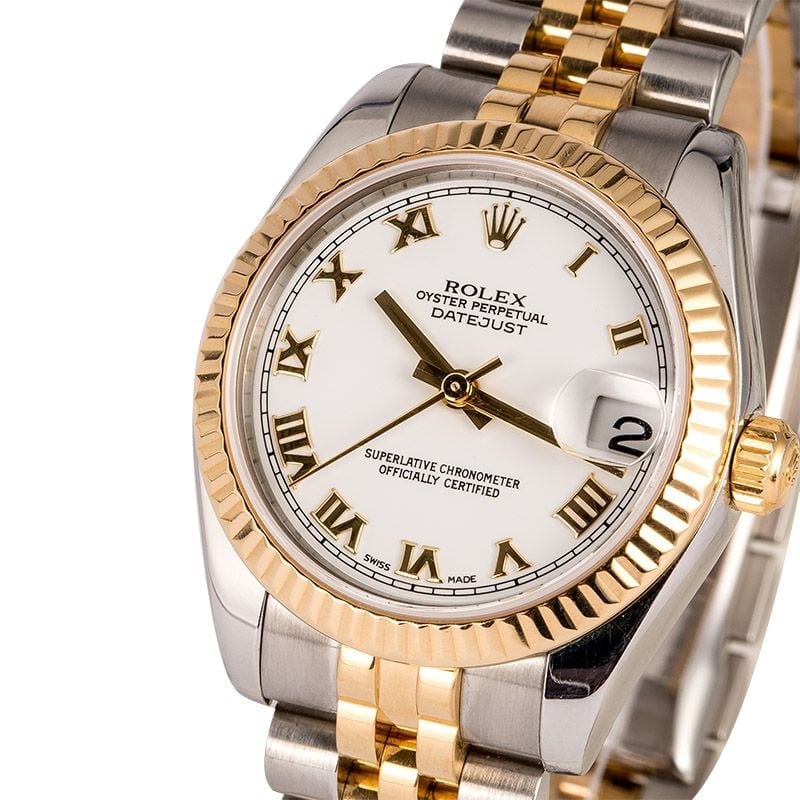 Mid-size Rolex Datejust 178273 White Roman