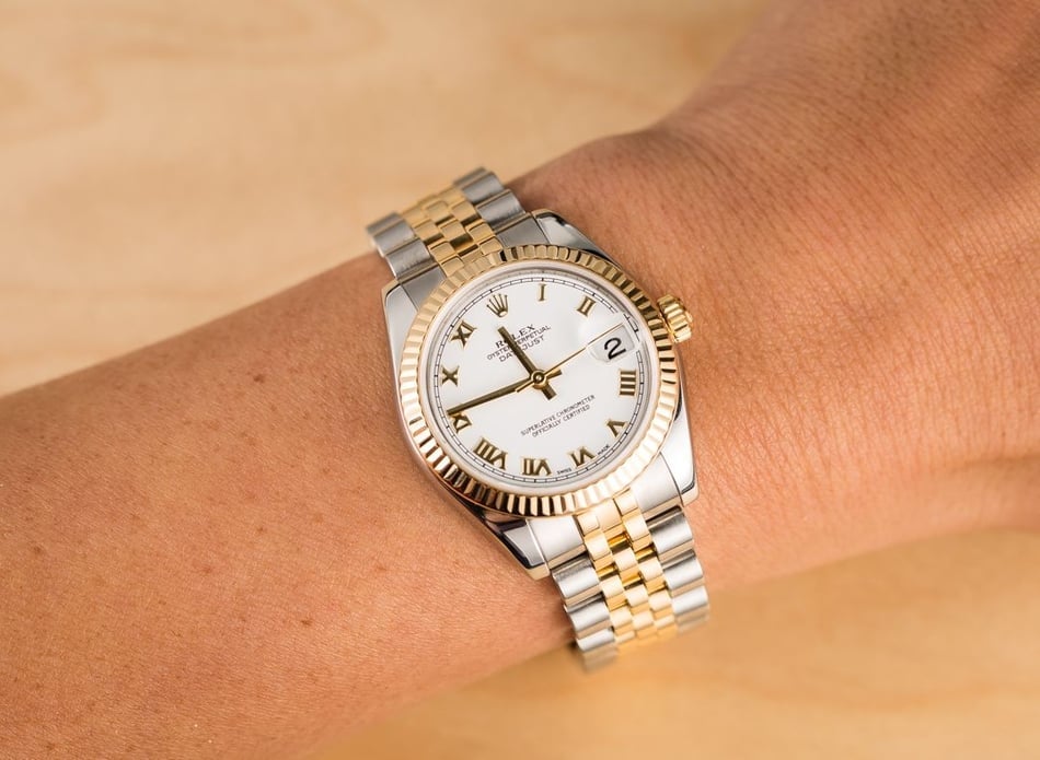 Mid-size Rolex Datejust 178273 White Roman