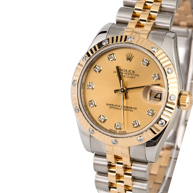 Mid-Size Rolex Datejust 178273 Diamond Dial & Bezel