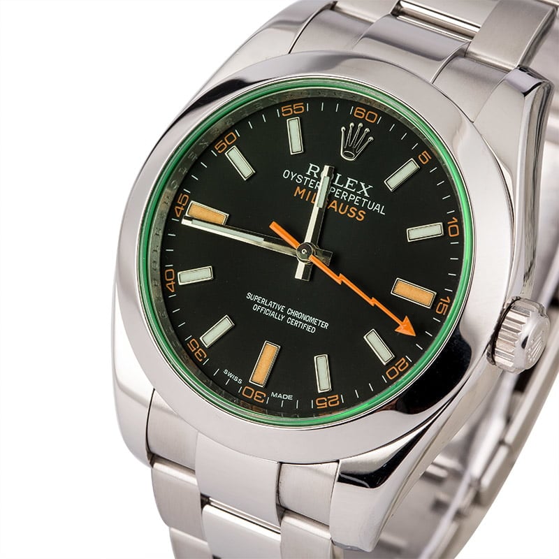 Used Mens Rolex Milgauss 116400V Black Luminous Dial