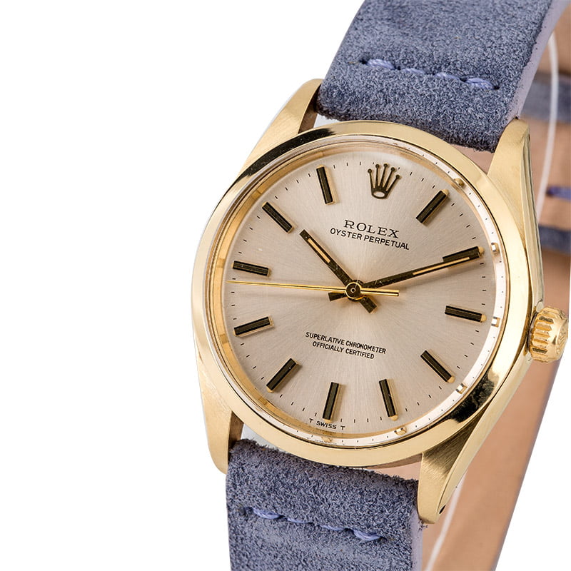 Rolex Oyster Perpetual 1002 Silver Dial with Yellow Gold Case