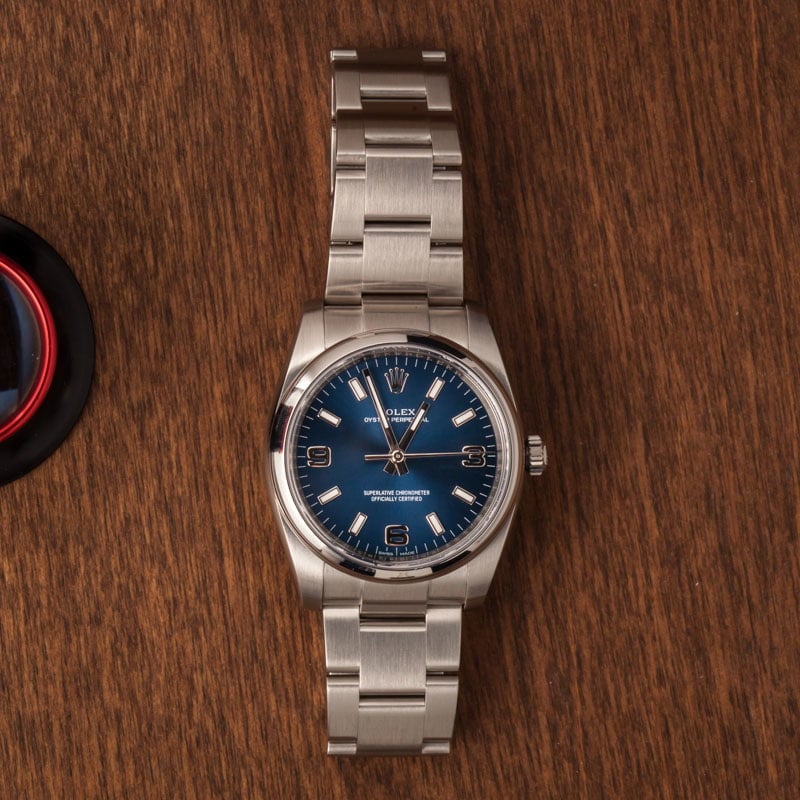 Men's Rolex Oyster Perpetual 114200 Blue Dial