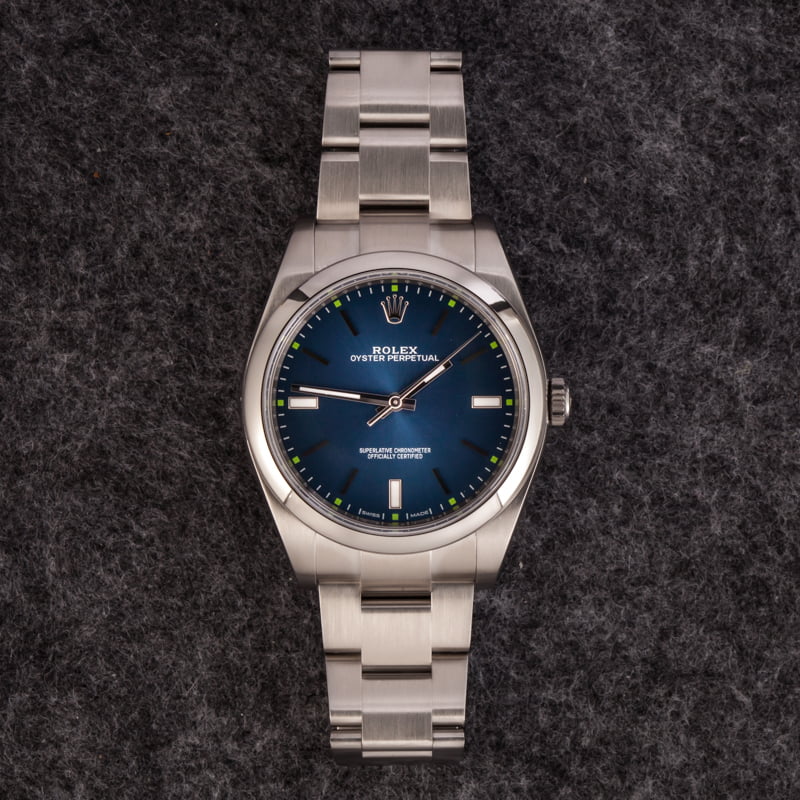 Pre Owned Blue Dial Rolex Oyster Perpetual 114300