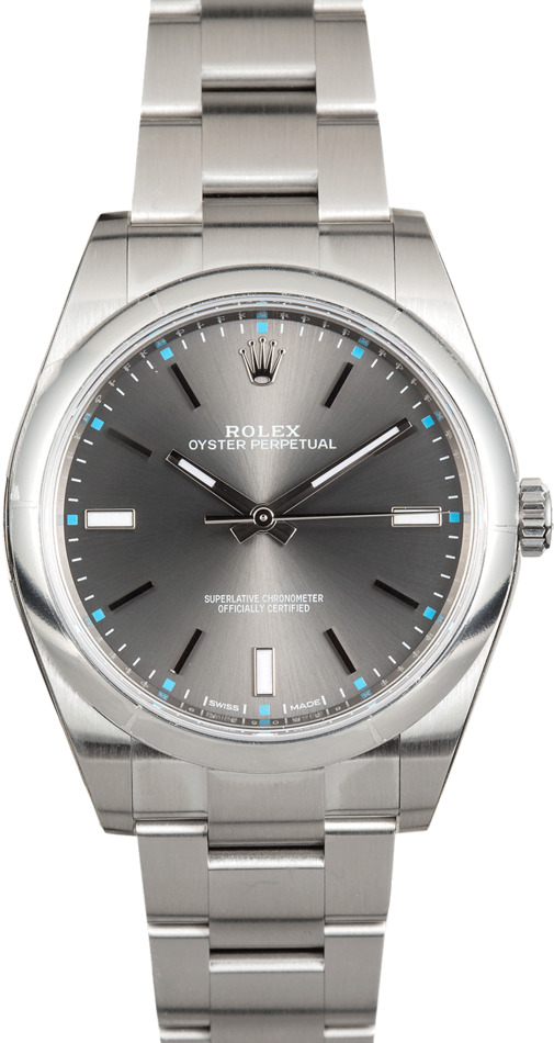 Rolex Oyster Perpetual 114300 Dark Rhodium Dial Mens Watch