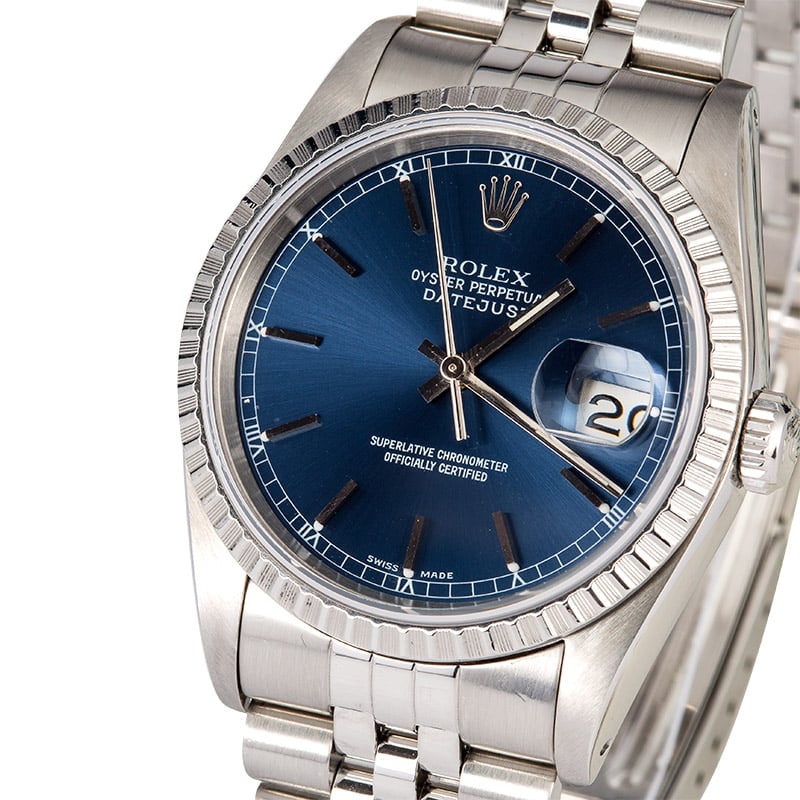 Rolex Oyster Perpetual Datejust 16220 Blue Index