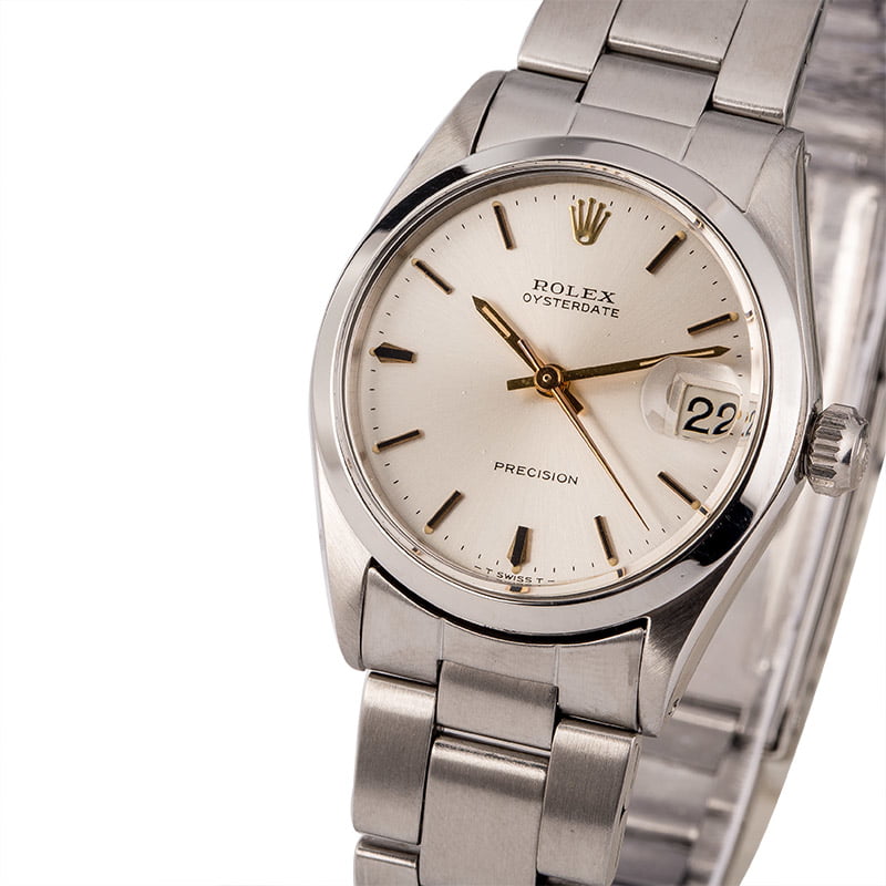 Used Rolex OysterDate 6466 Silver Dial t