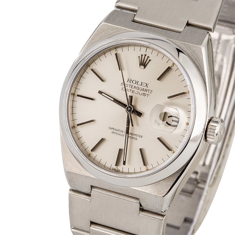 Used Rolex Oysterquartz Datejust 17000 Silver Dial