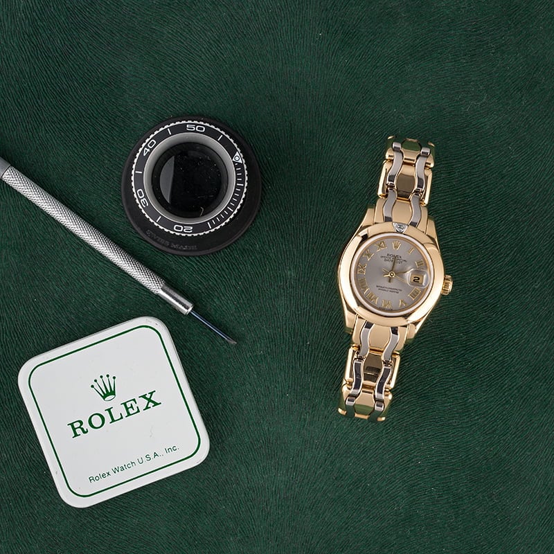 Rolex Ladies Pearlmaster 69328 White and Yellow Gold