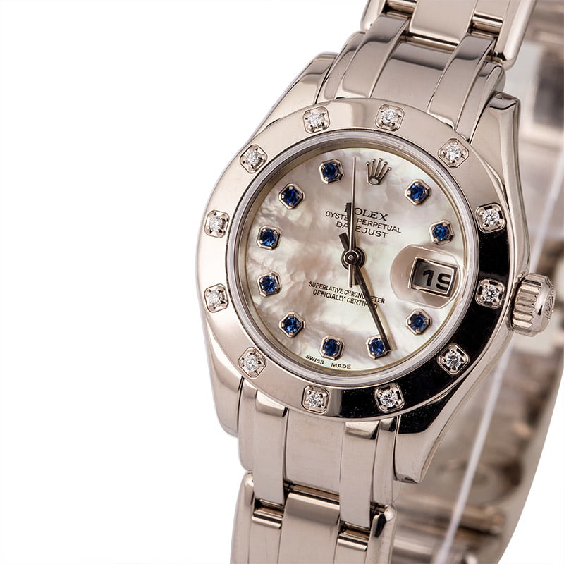 Pre Owned Rolex Pearlmaster 80319 Sapphire Mother of Pearl Dial