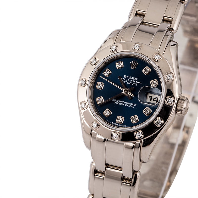 Pre Owned Rolex Pearlmaster 80319 Blue Diamond Dial