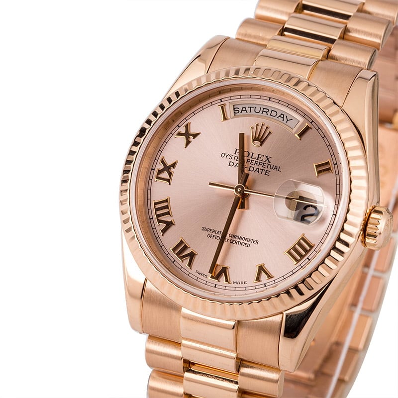 Rolex President 118235 Pink Roman Dial