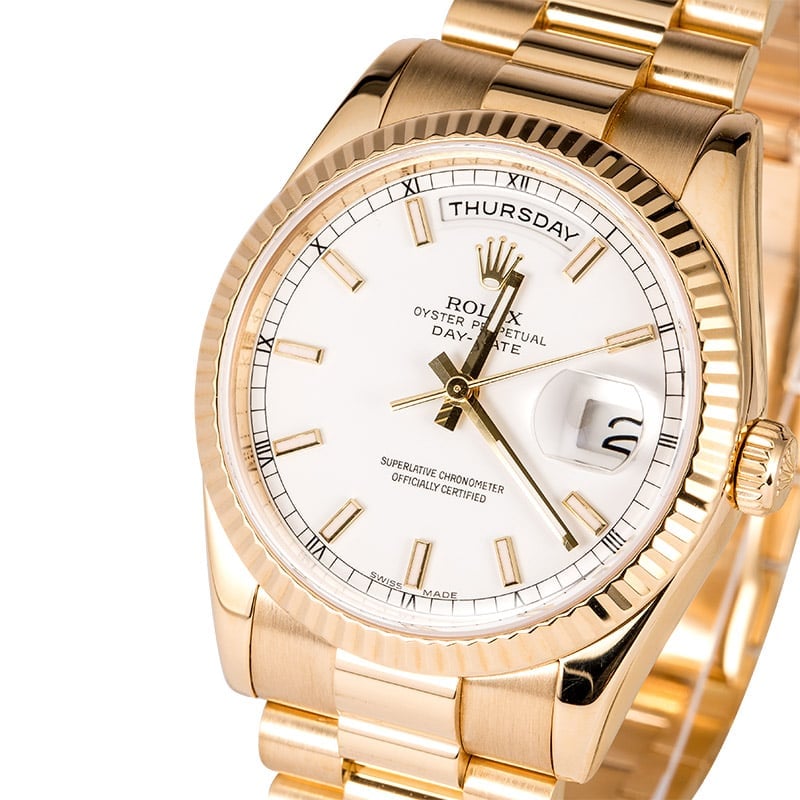 Rolex President 118238 White Luminescent Dial