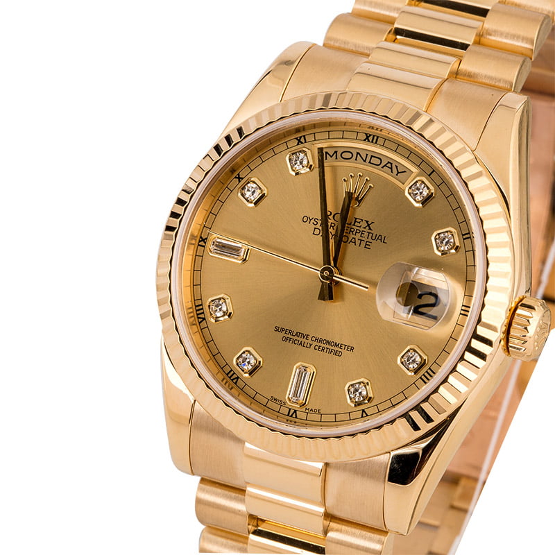 Men's Rolex President 118238 Champagne Diamond Dial