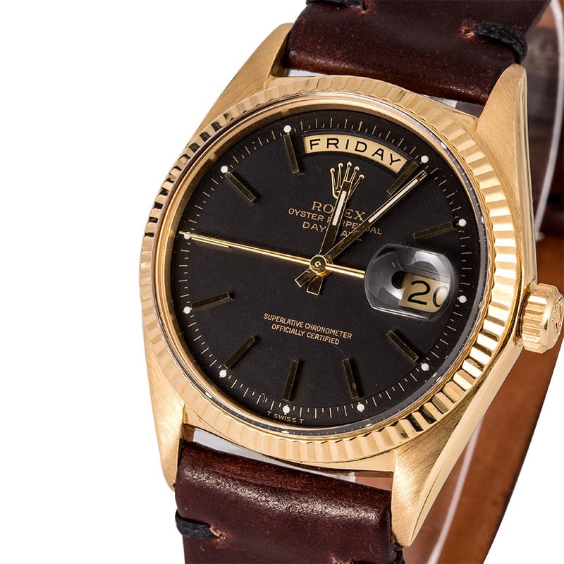 Rolex Day-Date 1803 Yellow Gold President Black Dial