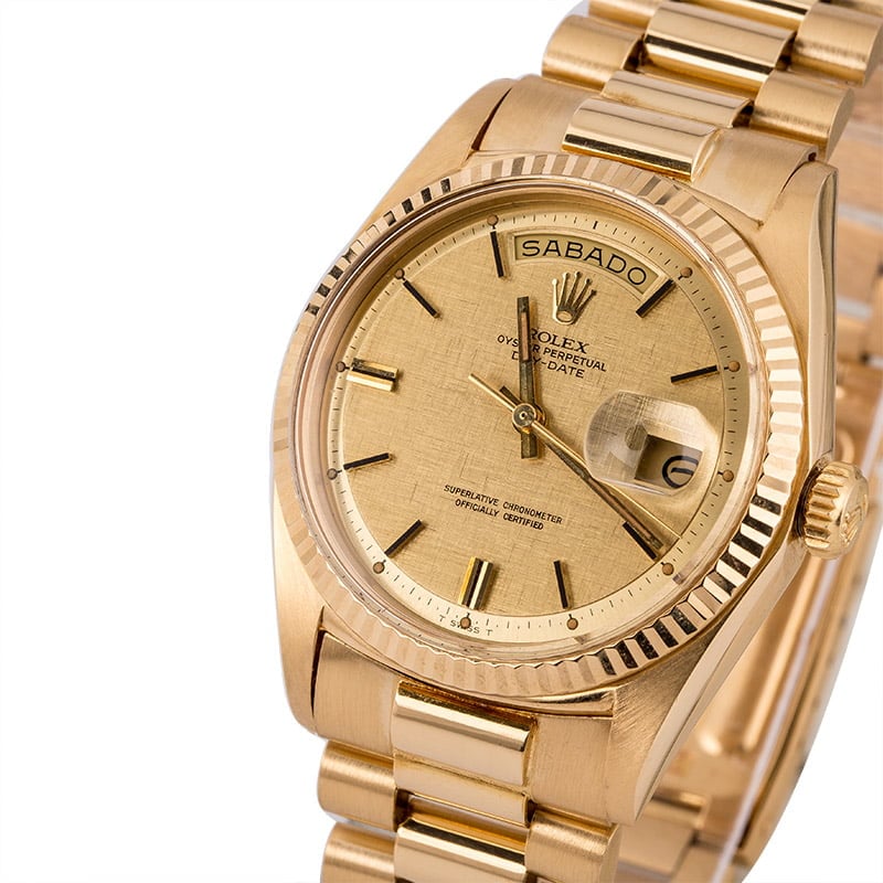 Pre Owned Rolex President Day-Date 1803 Linen Dial