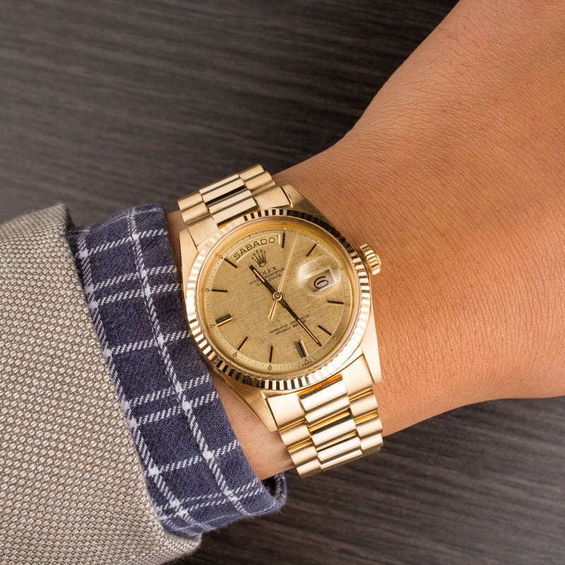 Pre Owned Rolex President Day-Date 1803 Linen Dial