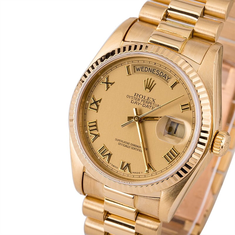 Pre Owned Rolex President 18038 Champagne Roman