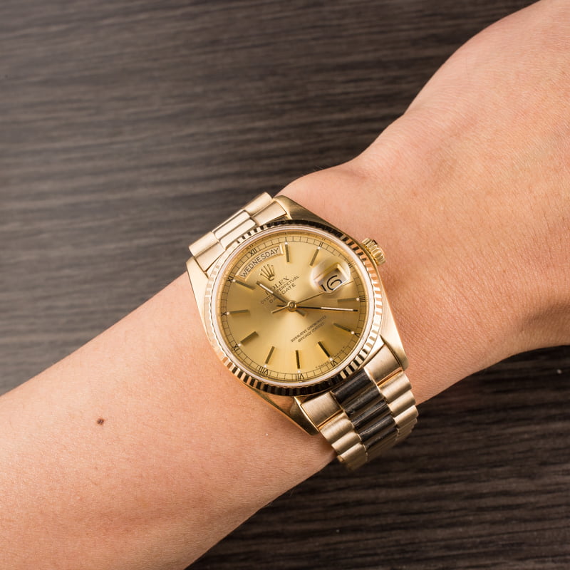 Pre Owned Rolex President 18038 Champagne