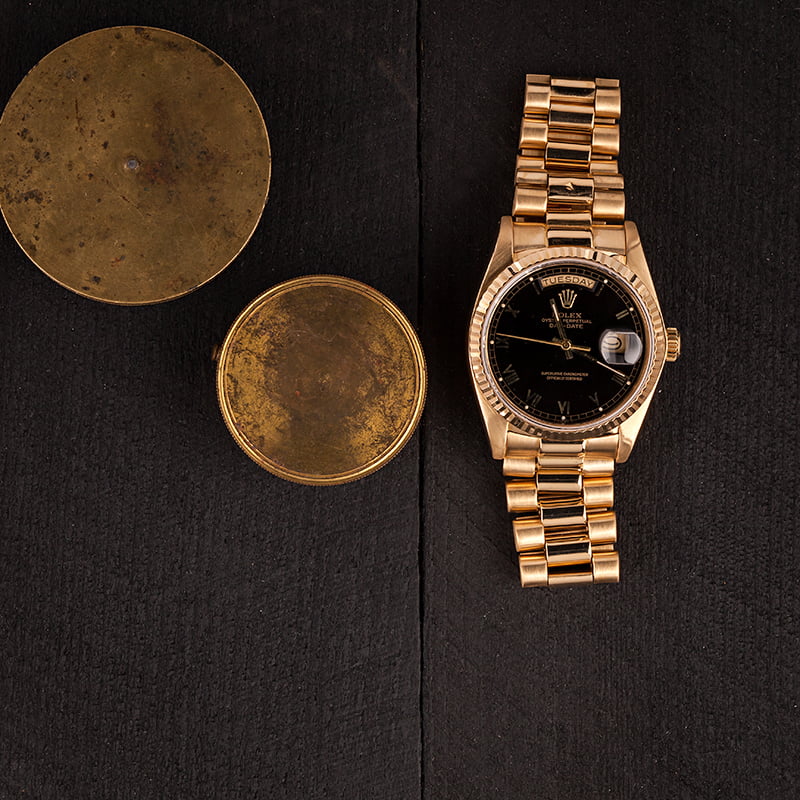 Used Rolex President 18038 Black Roman Dial