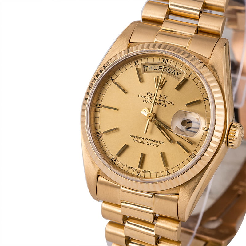 Pre-Owned Rolex President 18038 Champagne Dial Watch