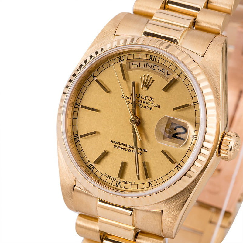 Used Rolex Day-Date 18038 Linen Dial 18K Gold President