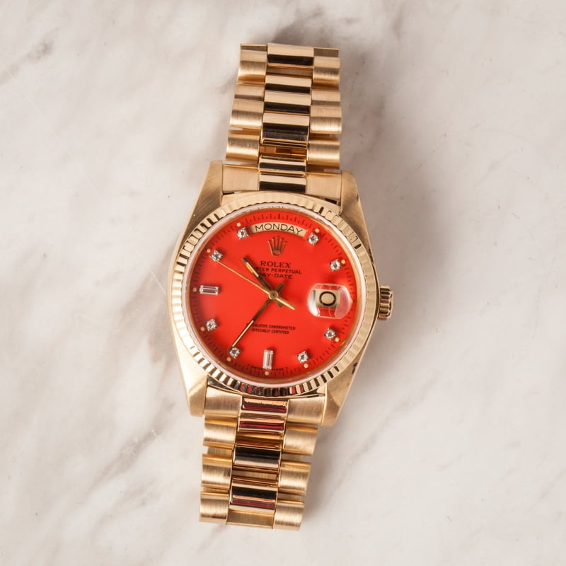 Rolex Day Date President 18038 Coral Stella Dial