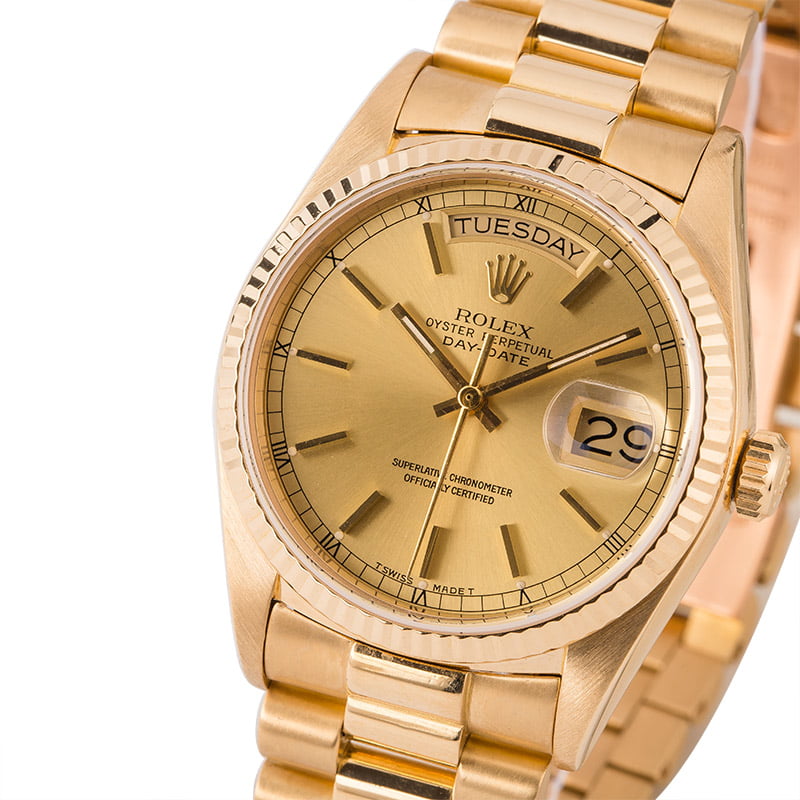 Pre Owned Champagne Dial Rolex President 18038