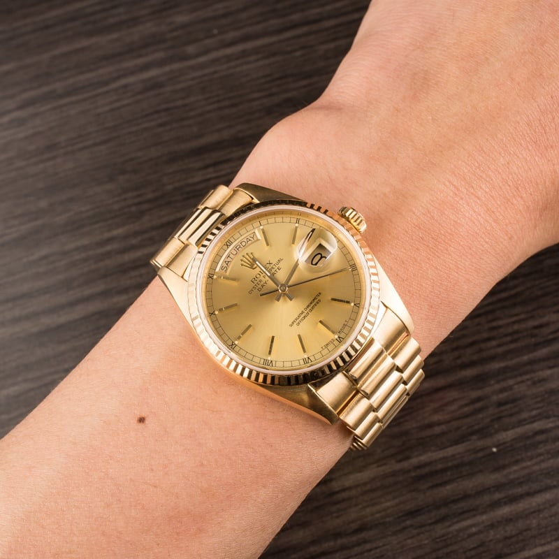 Used Rolex President 18038 Champagne Index