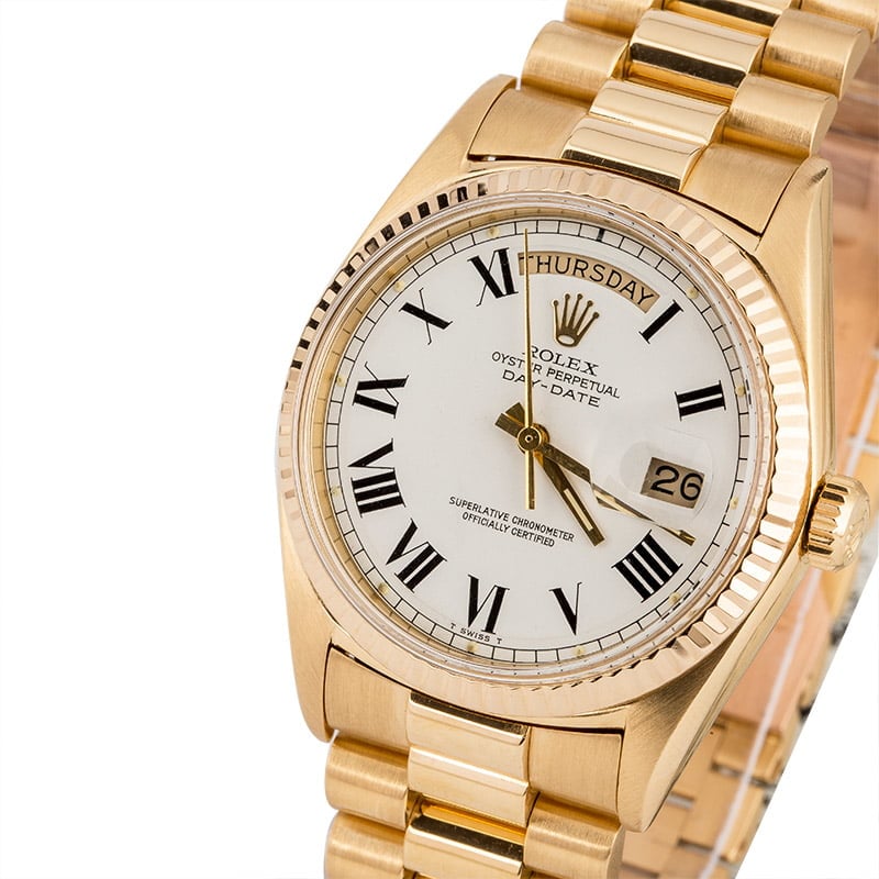 Used Rolex President 1810 White Roman Buckley Dial