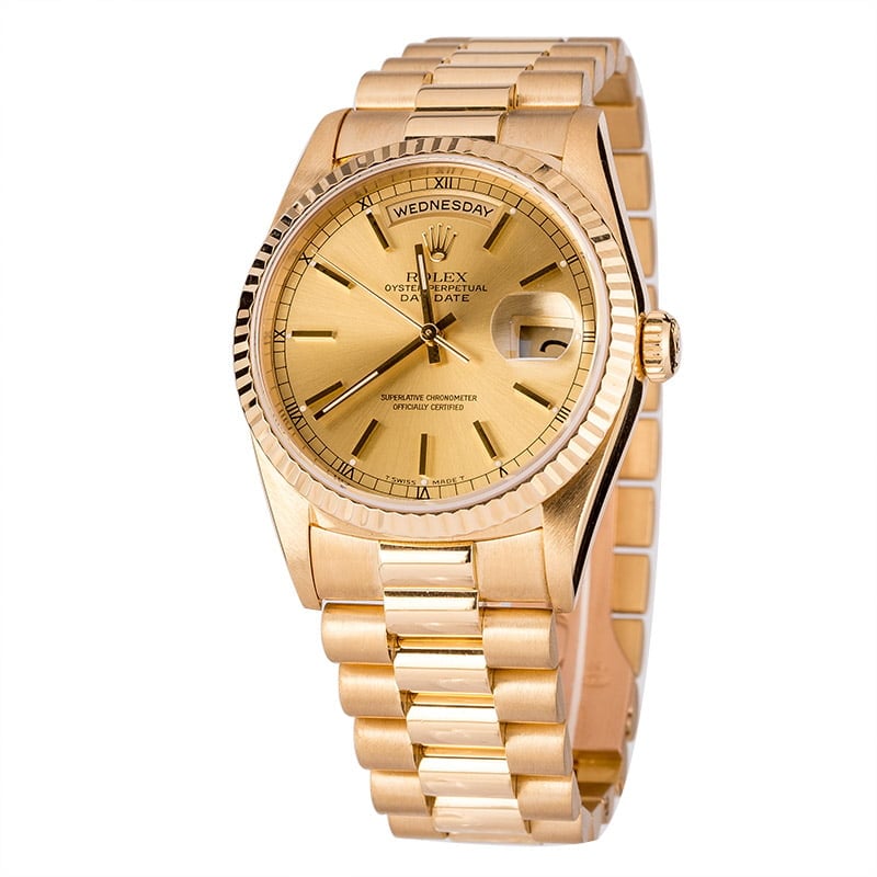 Rolex President 18238 Fluted Bezel 18k