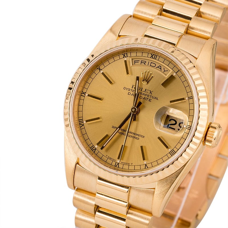 Pre Owned Rolex President 18238 Day-Date Champagne Dial