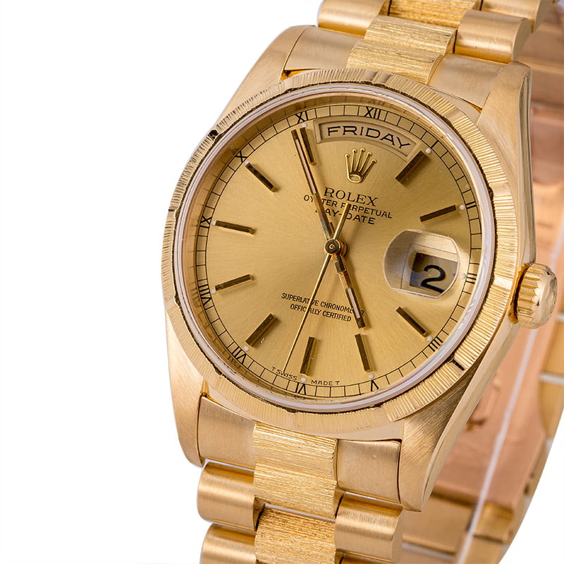 Pre-Owned Rolex President 18248 Barked Bezel